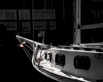 Stimmungsvolles rustikales Boot | Digitaler Download | Fotografie | Druckbare | Wandbild | Wanddekoration | Schwarz-Weiß-| Fotodruck