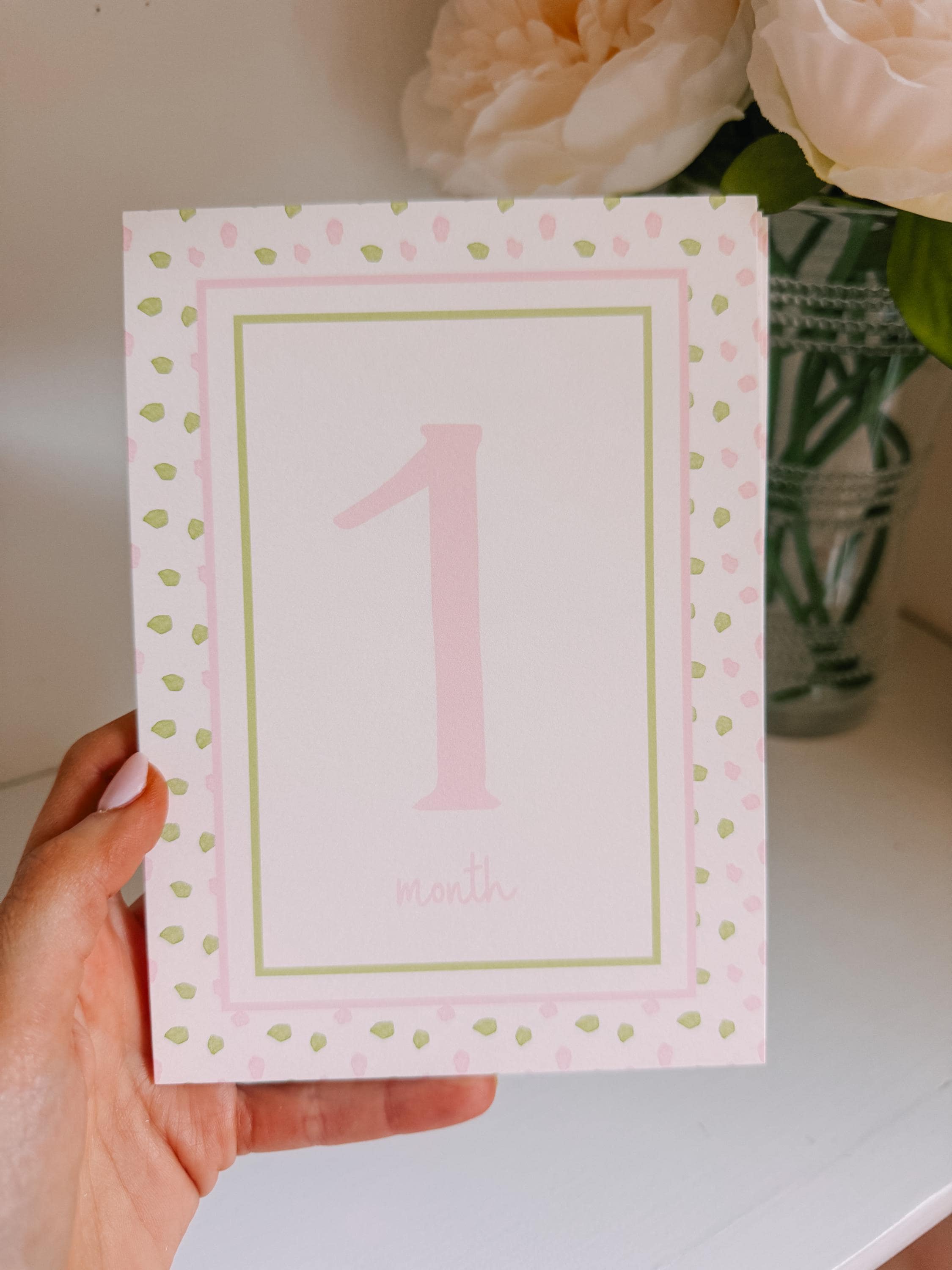 Baby Girl Pink Green Watercolor Milestone Cards - Etsy