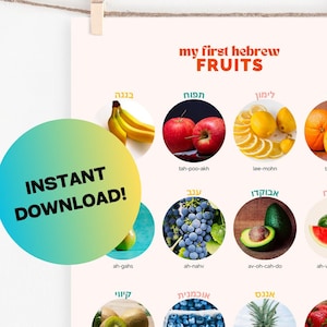 Hebrew Fruits Printable Post - INSTANT DOWNLOAD