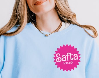 Girly Safta Jewish Mama Lightweight Comfort Colors Crewneck Sweatshirt