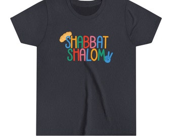 Shabbat Shalom Hand-Drawn Youth Short Sleeve Tee