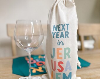 Passover Next Year In Jerusalem Wine Bag (Canvas)