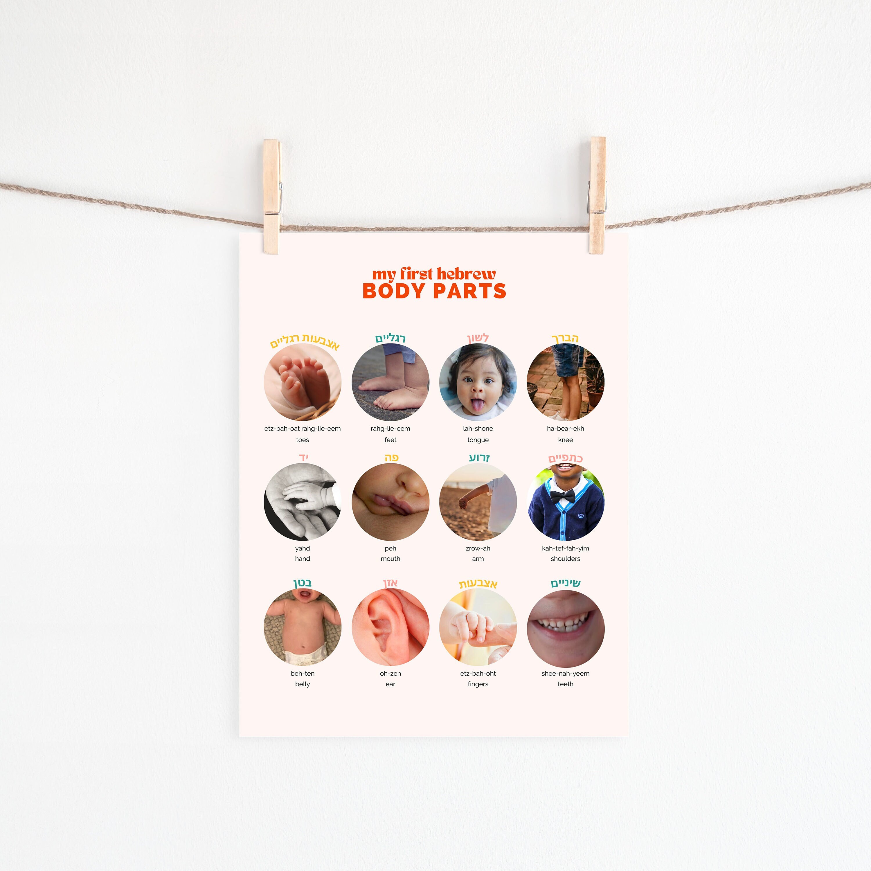Hebrew Body Parts Printable Poster INSTANT DOWNLOAD Etsy