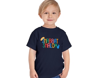 Shabbat Shalom Hand-Drawn Toddler Short Sleeve Tee