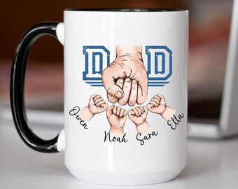 Kids Hand Father's Day Fist Bump Mug, Father's Day Gift, Father's Day Mug, Custom Dad Coffee Mug, Dad Gifts From Kids, Coffee Mug for Dad