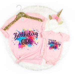 Girls Art Party Shirt, Paint Splatter Shirt, Birthday Shirt, Custom Painting Party, Birthday Girl, Art Birthday Party Shirts, Paint Birthday