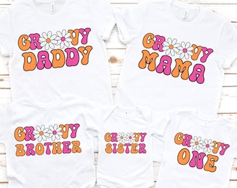 Two Groovy Family Matching Shirts, Birthday Groovy Retro Shirts, First Birthday, Groovy Mama, Groovy One, Groovy Birthday, Personalized Tee