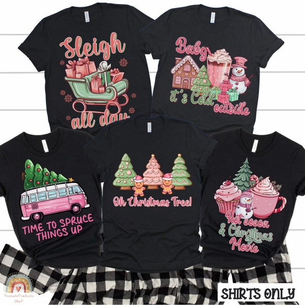 Family Christmas Pajamas, Family Matching Christmas Pajamas, Pink Christmas, Retro Pink Christmas, Vintage Christmas Shirt, Group Christmas