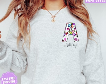 Monogram Sweatshirt for Women, Monogrammed Sweater, Monogram Pullover,  Monogrammed Gifts,  Custom Crewneck, Personalized Gift With Name