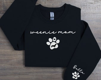 Dachshund Mama Sweatshirt, Custom Doxie Mom Shirt, Custom Dog Name Shirt, Doxi Mom, Dog Lover, Dog Mom Gift, Weiner Dog, Dog Name on Sleeve