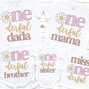 Daisy First Birthday Shirts, Matching Daisy Birthday Shirts, Little Miss ONEderful Shirt, Retro Daisy Party, Daisy 1st Birthday Family Shirt