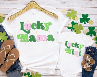 Mommy and Me St. Patrick's Day Shirts, Lucky Mama Mini Outfit