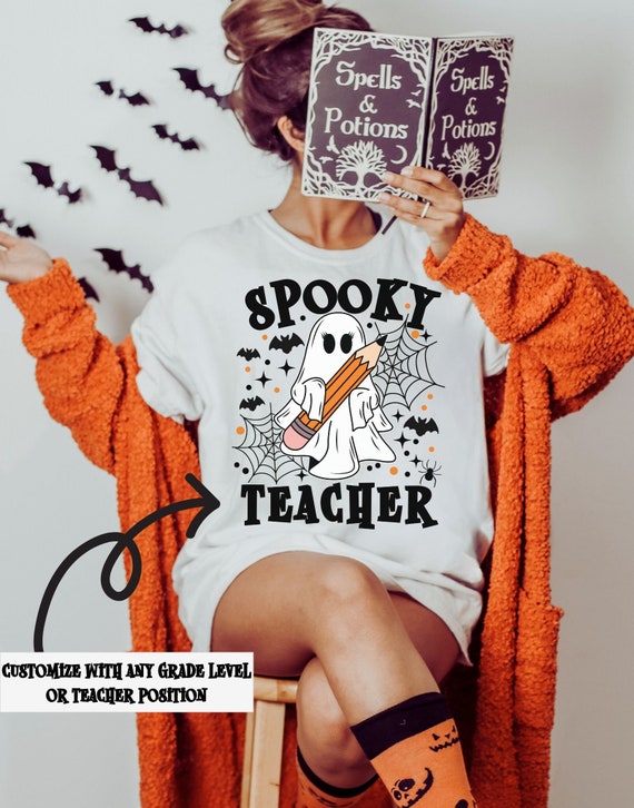 Spooky Teacher Shirt, Halloween Teacher Shirt, Custom Halloween Teacher Tee, Grade Level Halloween Teacher TShirt, Retro Ghost Teacher Shirt