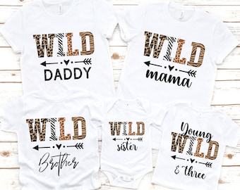 Family Young Wild and Three Shirt, Third Birthday Shirt, Matching Young Wild and Three Shirts, Wild Mama Safari Birthday Shirts, Family