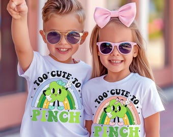 Too Cute To Pinch St. Patrick's Day Toddler Shirt, Shamrock Toddler Tee, St Patricks Shirt for Kids, Cute Irish Kids Shirt, Retro St Patrick