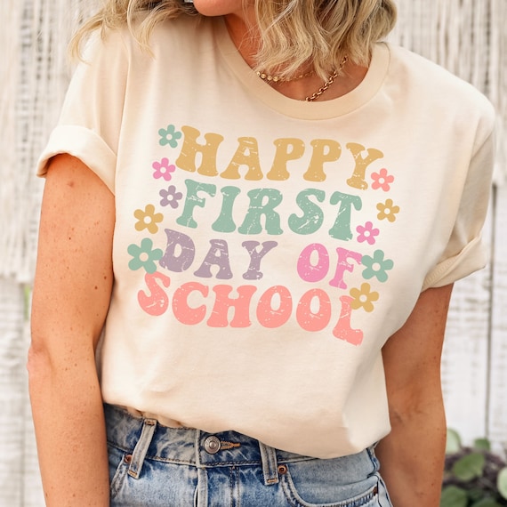First Day of School Teacher Shirt, Happy First Day of School TShirt, Back To School Shirt, Retro Teacher Shirt, School Shirts, Teacher Team