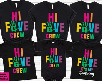 Girl 5th Birthday High Five Shirt, 5 Years Old, Girl Fifth Birthday Shirt, 5th Birthday Shirt, Matching Birthday Shirts, Hi Five Shirt