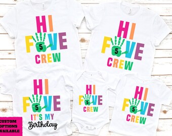Girl 5th Birthday High Five Shirt, 5 Years Old, Girl Fifth Birthday Shirt, 5th Birthday Shirt, Matching Birthday Shirts, Hi Five Shirt