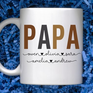Personalized Papa Mug for Father&#39;s Day, Father&#39;s Day Gift for Papa, Custom Papa Coffee Mug, Papa Gift from Grandkids, Coffee Mug for Papa