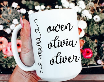 Personalized Mama Mug, Mom Coffee Mug, Gift for Mom From Kids, Mother's Day Gift, Custom Mom Mug With Kids Name, Custom Mom Gift