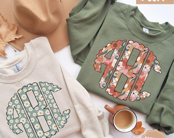 Custom Monogrammed Shirt, Monogram Sweatshirt for Women, Monogrammed Sweater, Monogram Pullover,  Monogrammed Gifts, Personalized Sweater