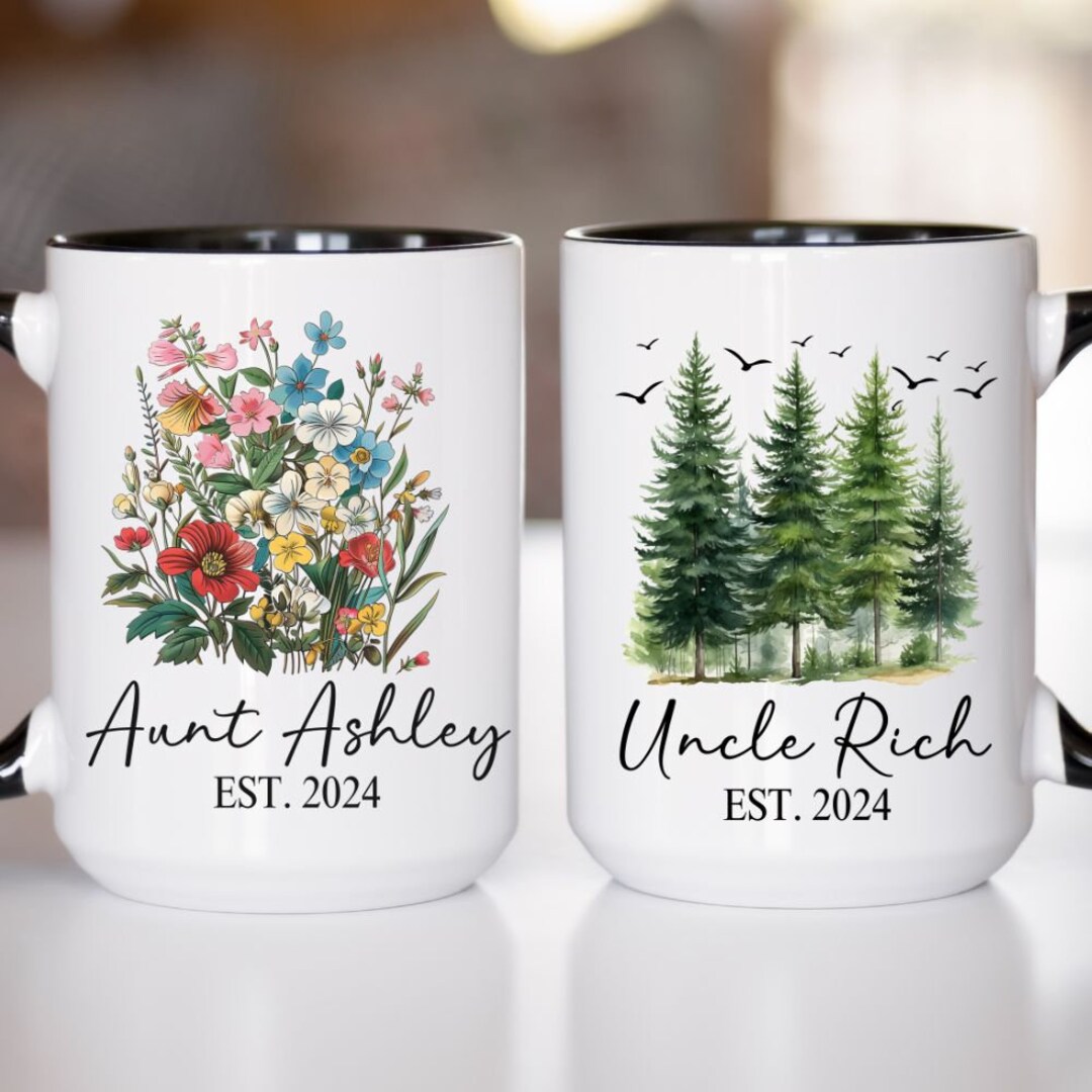 Pregnancy Announcement Aunt and Uncle Mug Set, New Aunt Gift, New Uncle ...