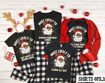 Black Santa Pajamas Family Matching Sets