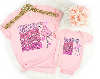 Mommy and Me Matching Shirts, Mother Daughter Matching, Flamingo Shirt, New Mom, Matching Family Outfit, Baby Shower Gift, Mother's Day Gift