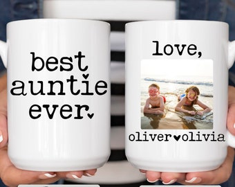 Best Auntie Ever Mug, Personalized Mug With Photo, Gift for Aunt, Auntie Gift, Photo Mug for Aunt, Custom Aunt Coffee Mug, Mother's Day Gift