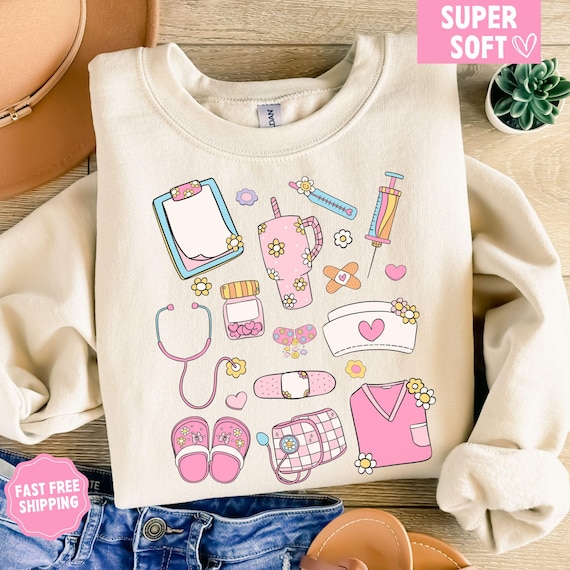 Nurse Sweatshirt, Cute Nurse Shirt, RN Nurse Crewneck, Nursing Appreciation Gift, Registered Nurse Sweatshirt, Gift for Nursing Student