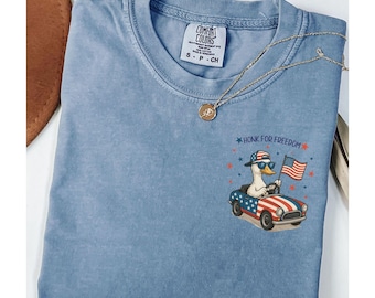 4th of July Goose Shirt, Comfort Colors® 4th of July Goose Shirt, Patriotic Goose T-Shirt, Funny Fourth of July Tee, Trendy 4th of July