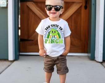 Too Cute To Pinch St. Patrick's Day Toddler Shirt, Shamrock Toddler Tee, St Patricks Shirt for Kids, Cute Irish Kids Shirt, Retro St Patrick