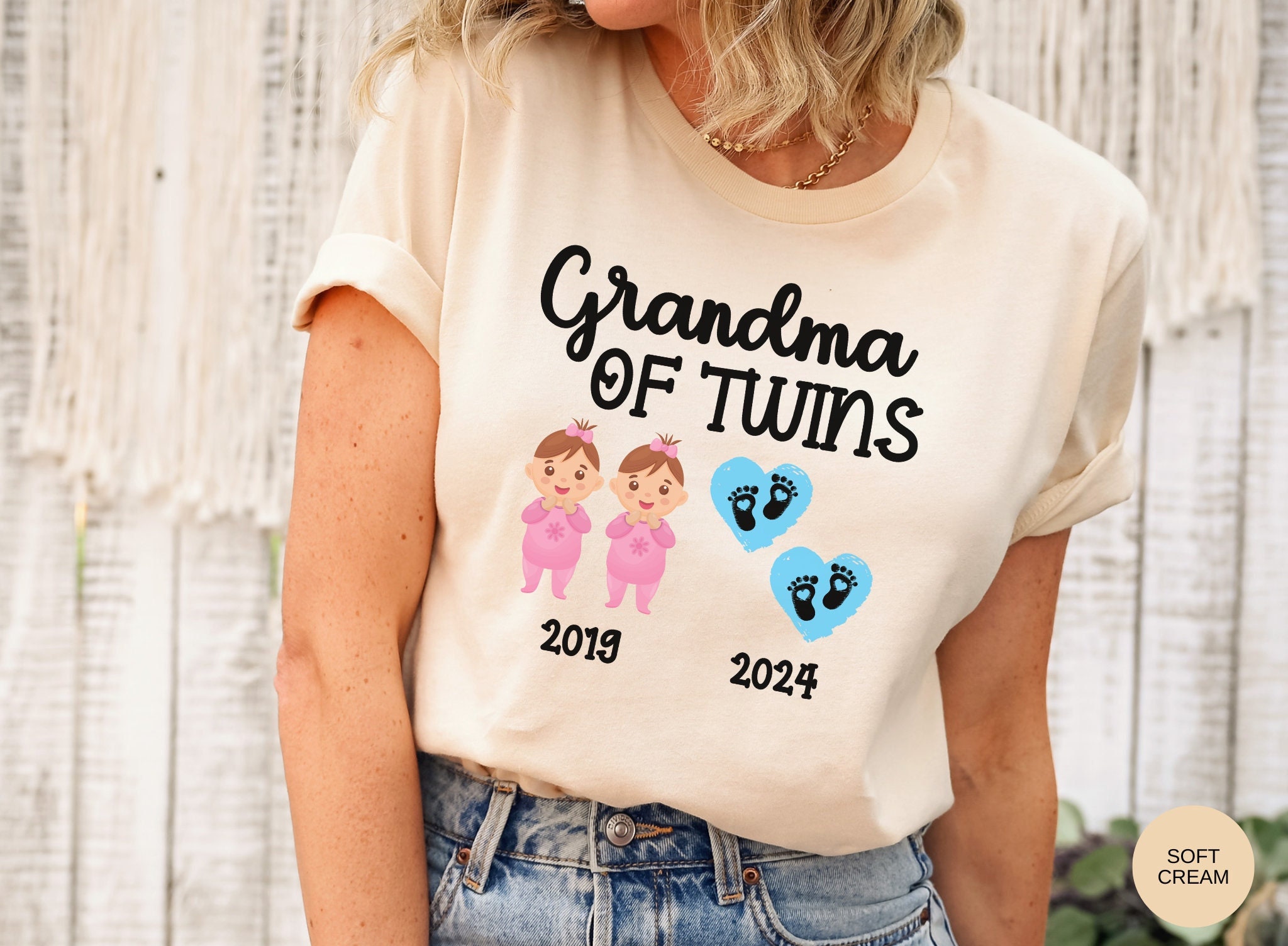 Womens Shirt For Grandma Of Twins 2019 - Newborn Babys Tee For Nana Womens Shirt For Grandma Of Twins 2019 - Newborn Babys Tee For Nana