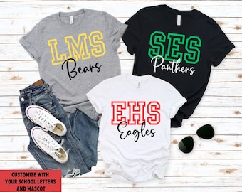 Custom School Shirt, Custom School Spirit TShirt, Teacher Team Shirts, Personalized School Mascot Shirt, School Shirts, Back to School Shirt