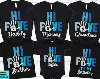 Boy 5th Birthday High Five Shirt, 5 Years Old, Boy Fifth Birthday Shirt, 5th Birthday Shirt, Matching Birthday Shirts, Hi Five Shirt
