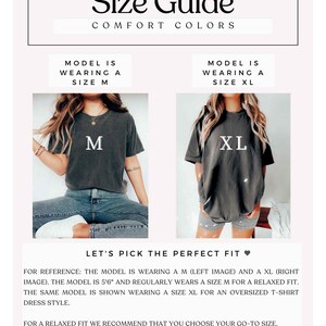 May include: Size guide for t-shirts with two models wearing different sizes. The model on the left is wearing a size M and the model on the right is wearing a size XL. The text "Let's pick the perfect fit" is displayed below the models.