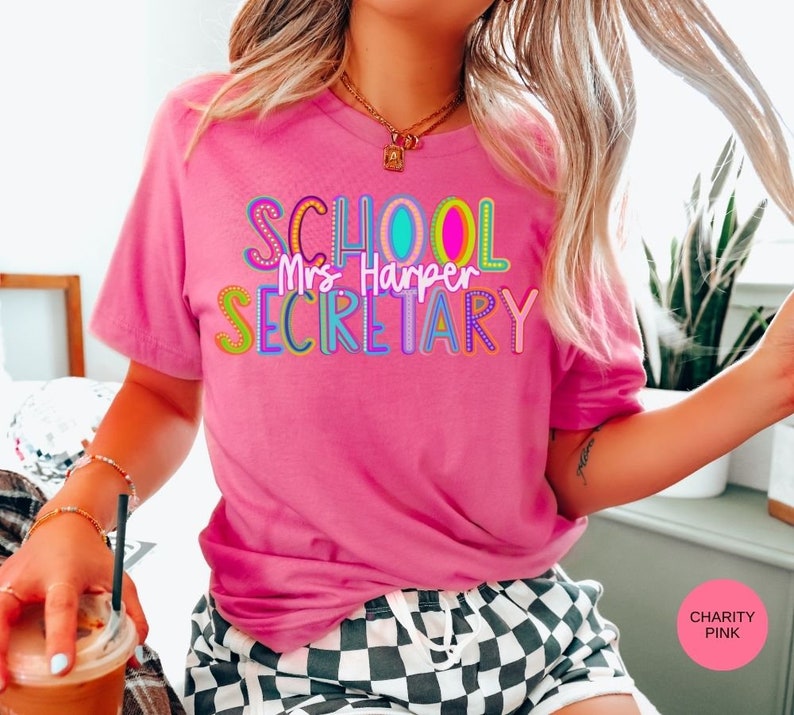 Camisa de secretaria de la escuela, camisa personalizada de la oficina de la escuela, regalo de secretaria, camiseta del personal de la escuela, camisa de secretaria personalizada, camiseta de secretaria, oficina imagen 5