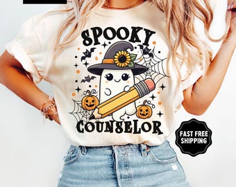 Halloween Guidance Counselor Shirt, Comfort Colors® Spooky Counselor Shirt, Halloween School Counselor, School Counselor Ghost, Therapist