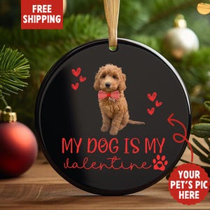 Personalized Valentine Dog Ornament, Custom Pet Ornament, Dog Photo Keepsake Ornament, Dog Photo Ornament, Valentine Gift for Pet Lover