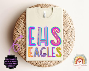 Custom School Shirt, Custom School Spirit TShirt, Teacher Team Shirts, Personalized School Mascot Shirt, School Letters, Back to School Tee