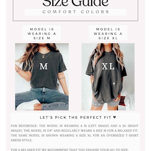 K&ouml;nnte beinhalten: Gr&ouml;&szlig;entabelle f&uuml;r T-Shirts mit zwei Models, die unterschiedliche Gr&ouml;&szlig;en tragen. Das Model links tr&auml;gt Gr&ouml;&szlig;e M und das Model rechts tr&auml;gt Gr&ouml;&szlig;e XL. Der Text lautet "Lass uns die perfekte Passform finden".