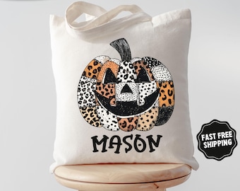 Personalized Trick or Treat Bag, Custom Halloween Bag, Halloween Tote, Kids Halloween Bag with Name, Custom Trick-or-Treat Bag, Pumpkin Tote