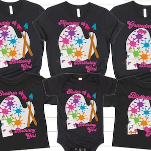 Girls Art Party Shirt, Paint Splatter Shirt, Birthday Shirt, Custom Painting Party, Birthday Girl, Art Birthday Party Shirts, Paint Birthday