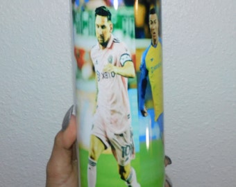 Colorful Messi,Ronaldo,Neymar,Mbappe Metal Tumbler