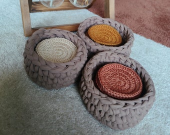 Pack de cotons à démaquiller + pot de rangement - 100% fait main au crochet