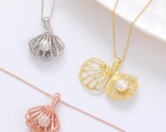 Sterlingzilveren oesterparelketting | Sierlijke schelphanger