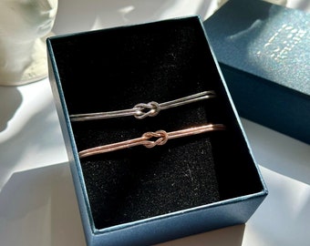 Love Knot Couples Bracelet Set | Handmade Sterling Silver Matching Bracelets for Couples