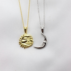 Sun and Moon Necklace | Couples Necklace Sets of 2 | Sun and Moon Matching Necklace | Handmade Jewelry  Friendship Necklace Soulmate Pendant