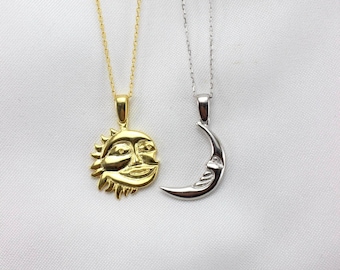 Halsbandset i sterlingsilver med sol och måne | Matchande halsband för par