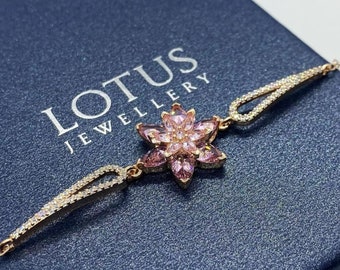 Lotus Blume Armband | Handgefertigter Schmuck | Sterling Silber Armbänder für Frauen | Handgemachtes Geschenk für sie | Floraler Schmuck